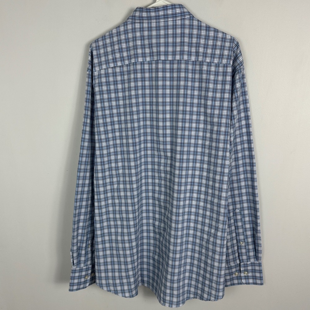Peter Millar Summer Comfort Crown Long Sleeve Collared Shirt Blue Plaid Size XL - Picture 3 of 14